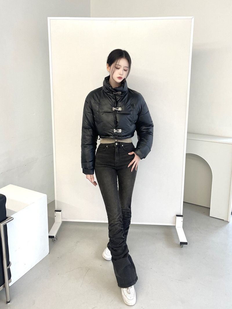 1096. Buckle leather short padding jp (2color)