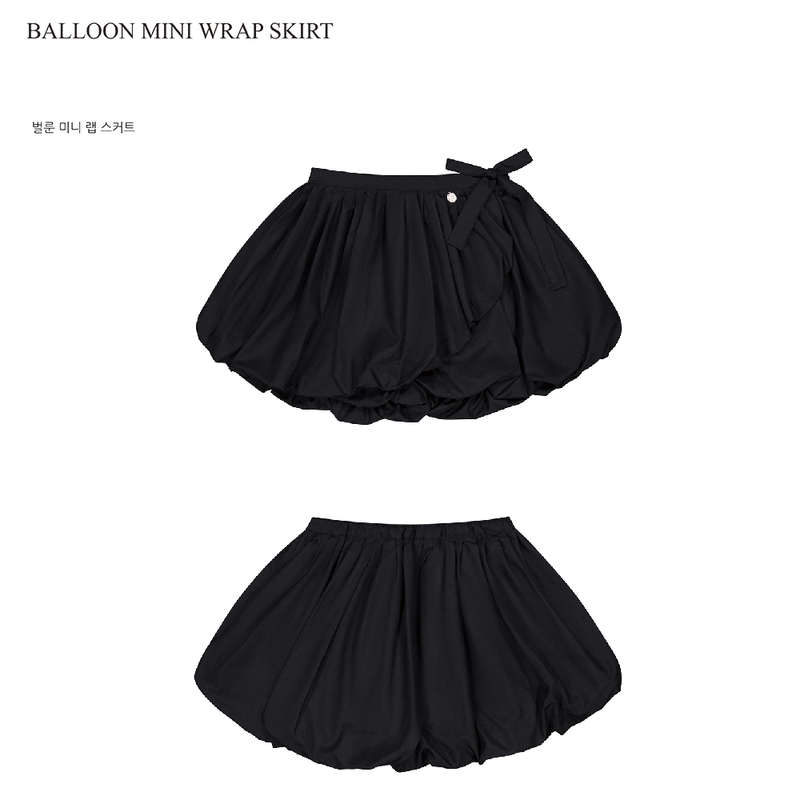 BALLOON MINI WRAP SKIRT_BLACK