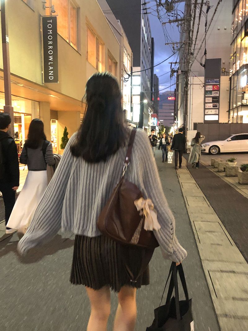 Bustier ribbon bag_chocolate brown