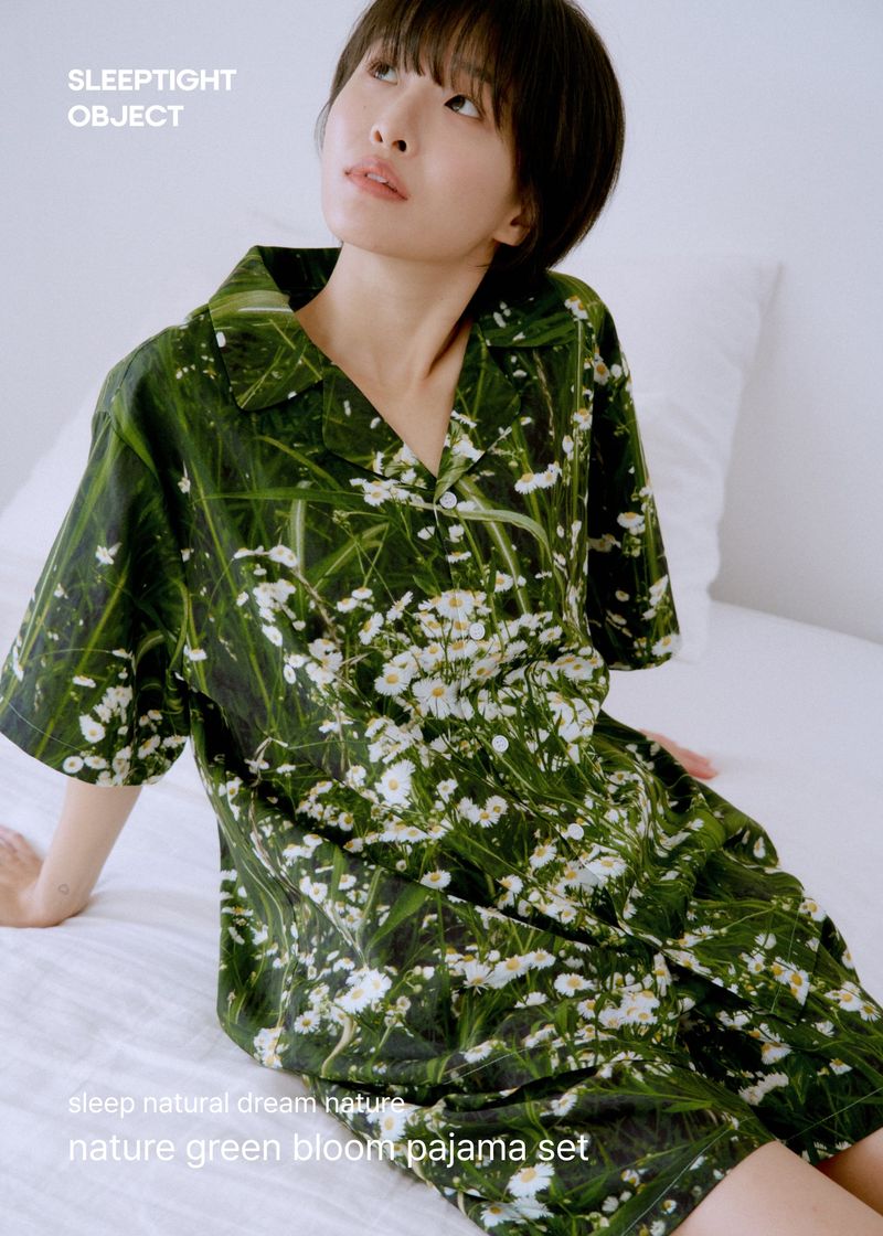nature green bloom pajama set