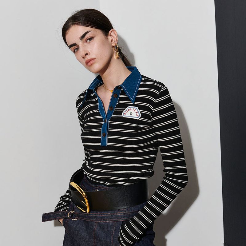  VICTORIA STRIPE TEE, BLACK+WHITE S