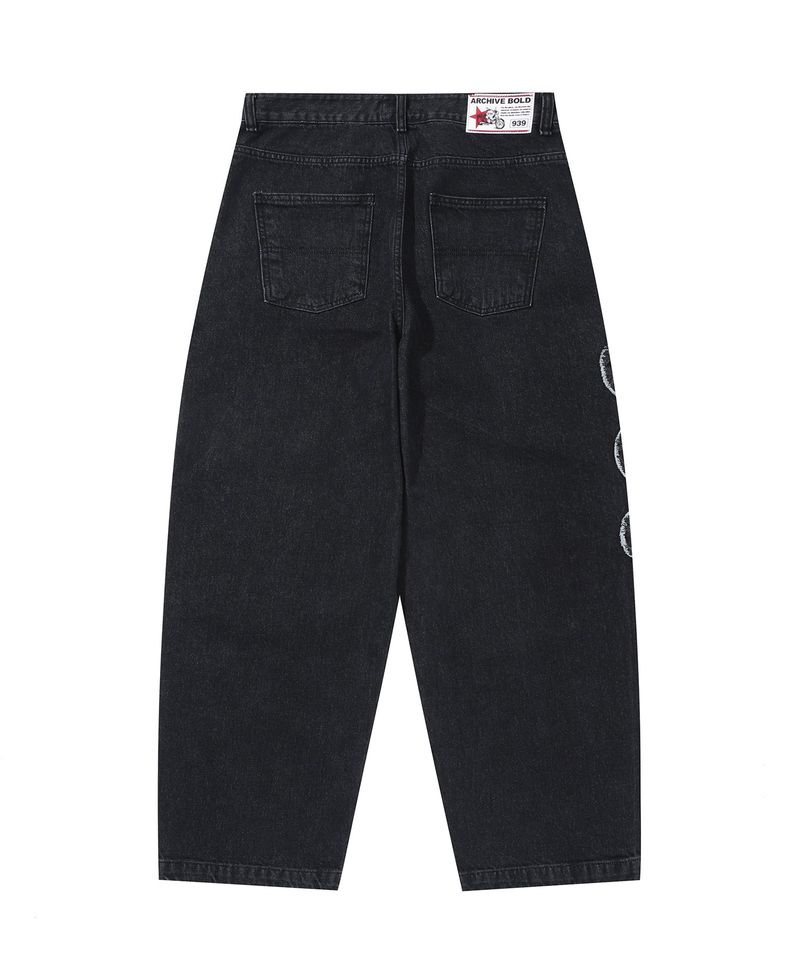 939 APPLIQUE DENIM PANTS (BLACK)