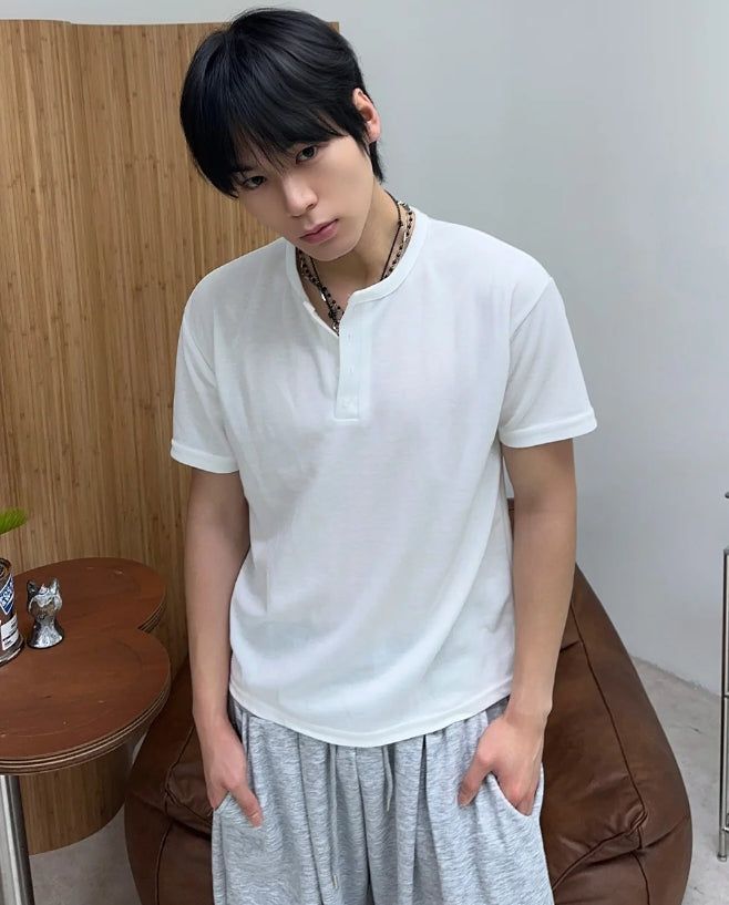 Para Soft Henley Neck Short Sleeve Tee