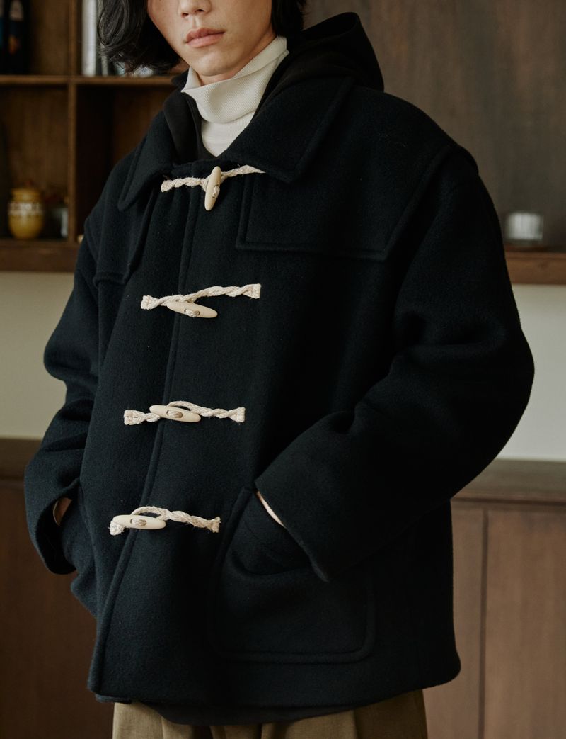 unisex half duffle coat black