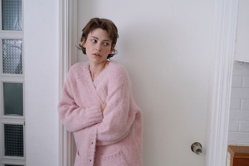Softy alpaca cardigan_pink