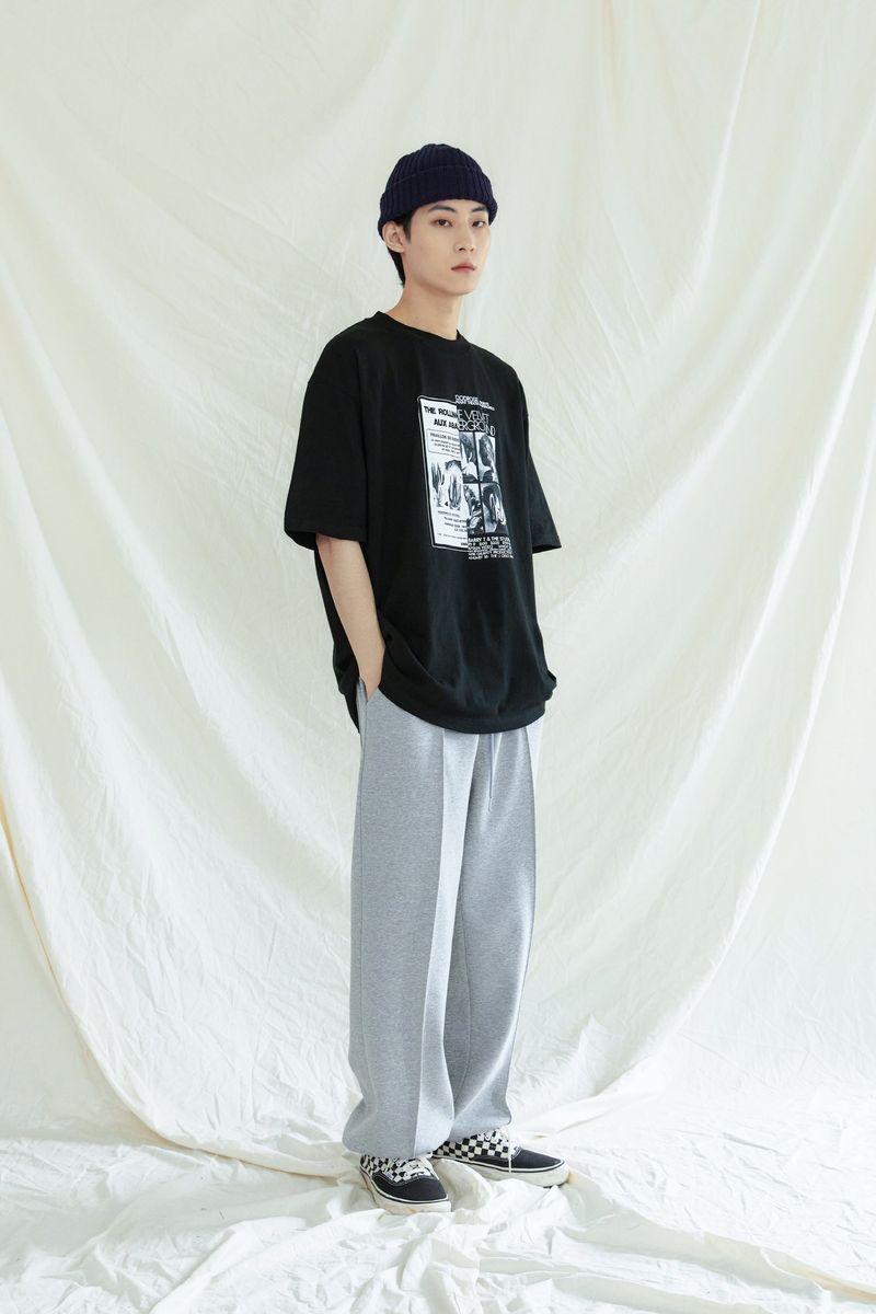 FRONT SEAM 2WAY WIDE SWEAT PANTS GREY