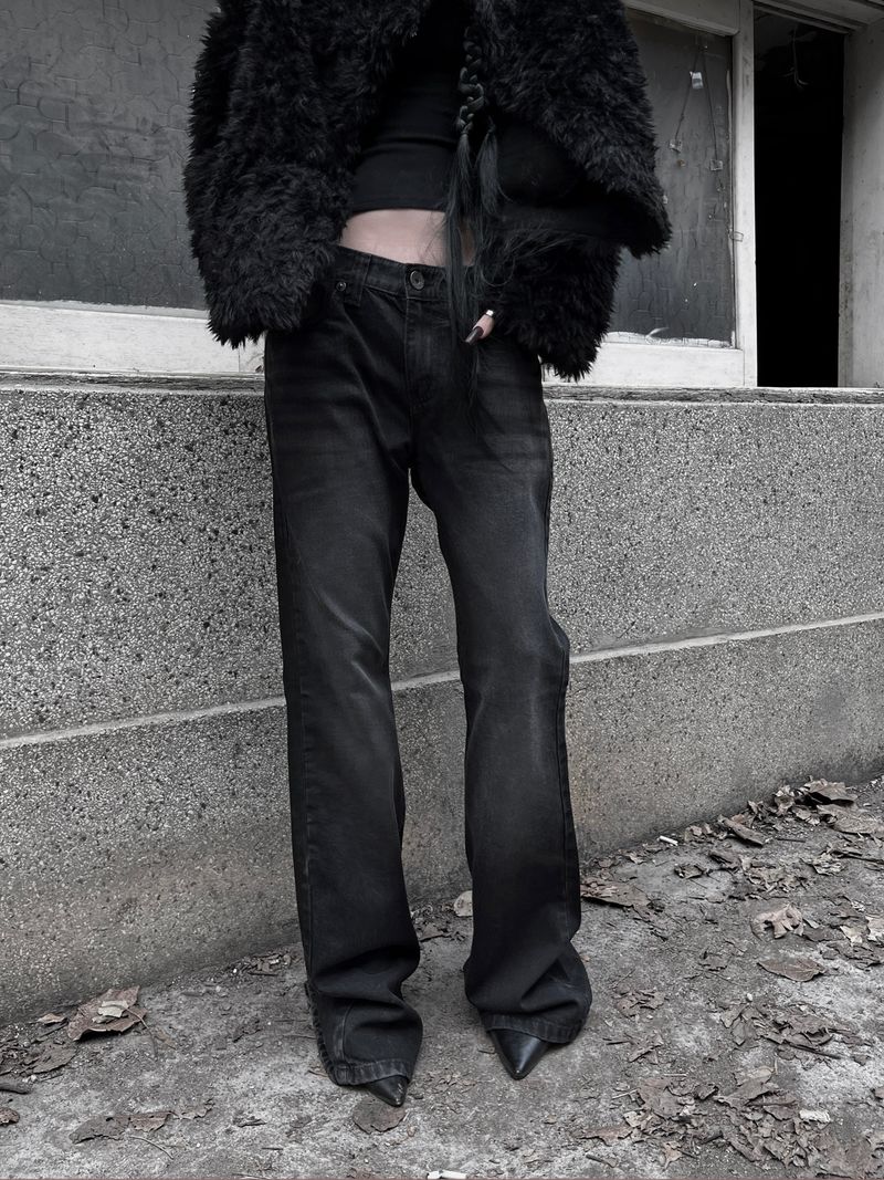 dark semi low-rise bootcut denim