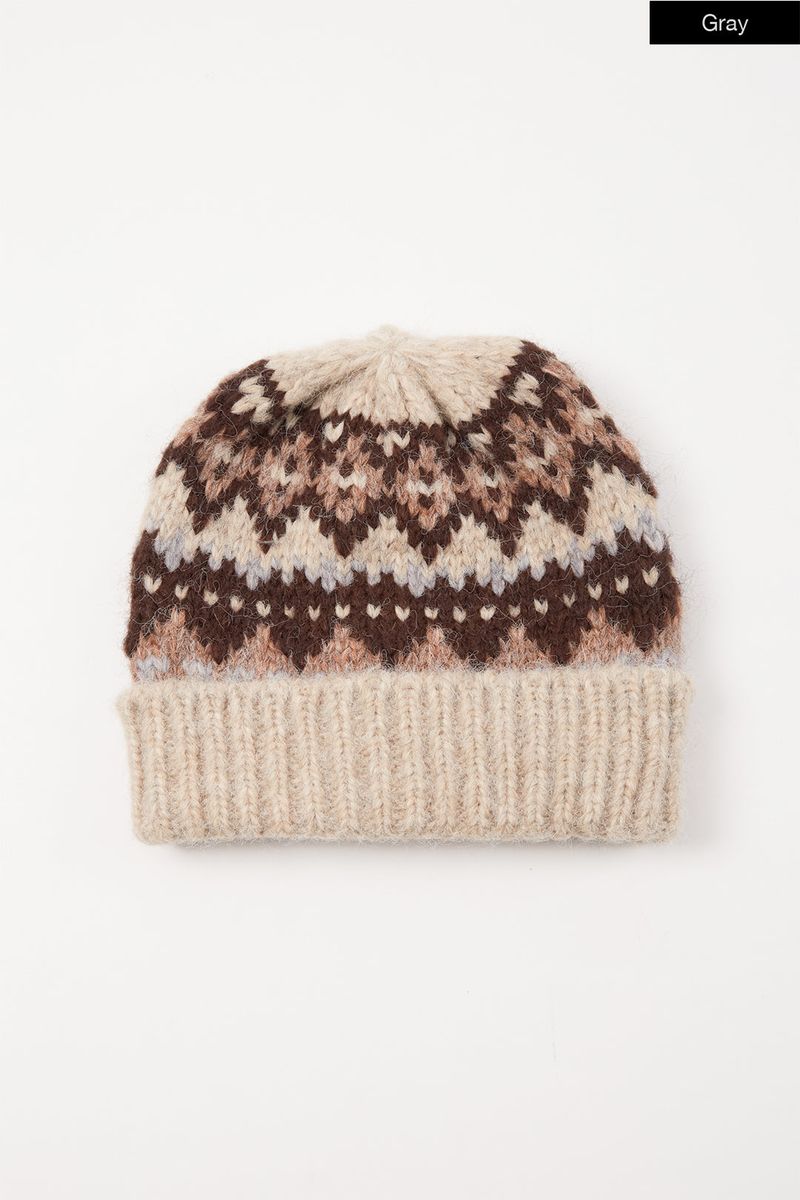 Fuzzy wool blend knit beanie