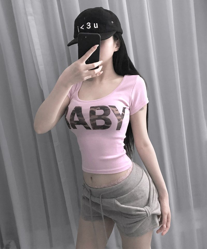 minty camo baby tee (5colors)