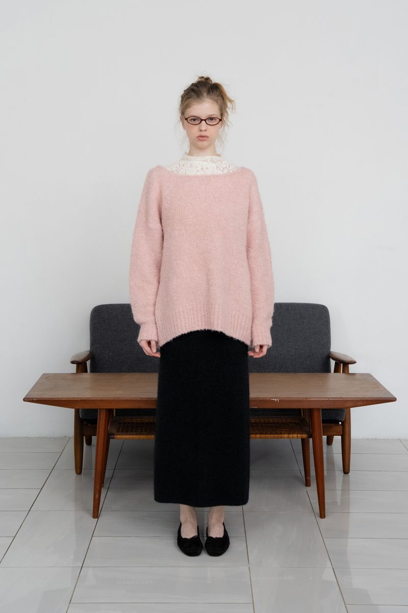 Blush boucle knit_baby pink