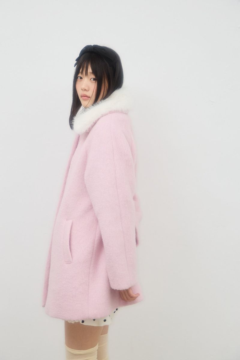 BUBBLE WOOL HALF COAT (PINK)