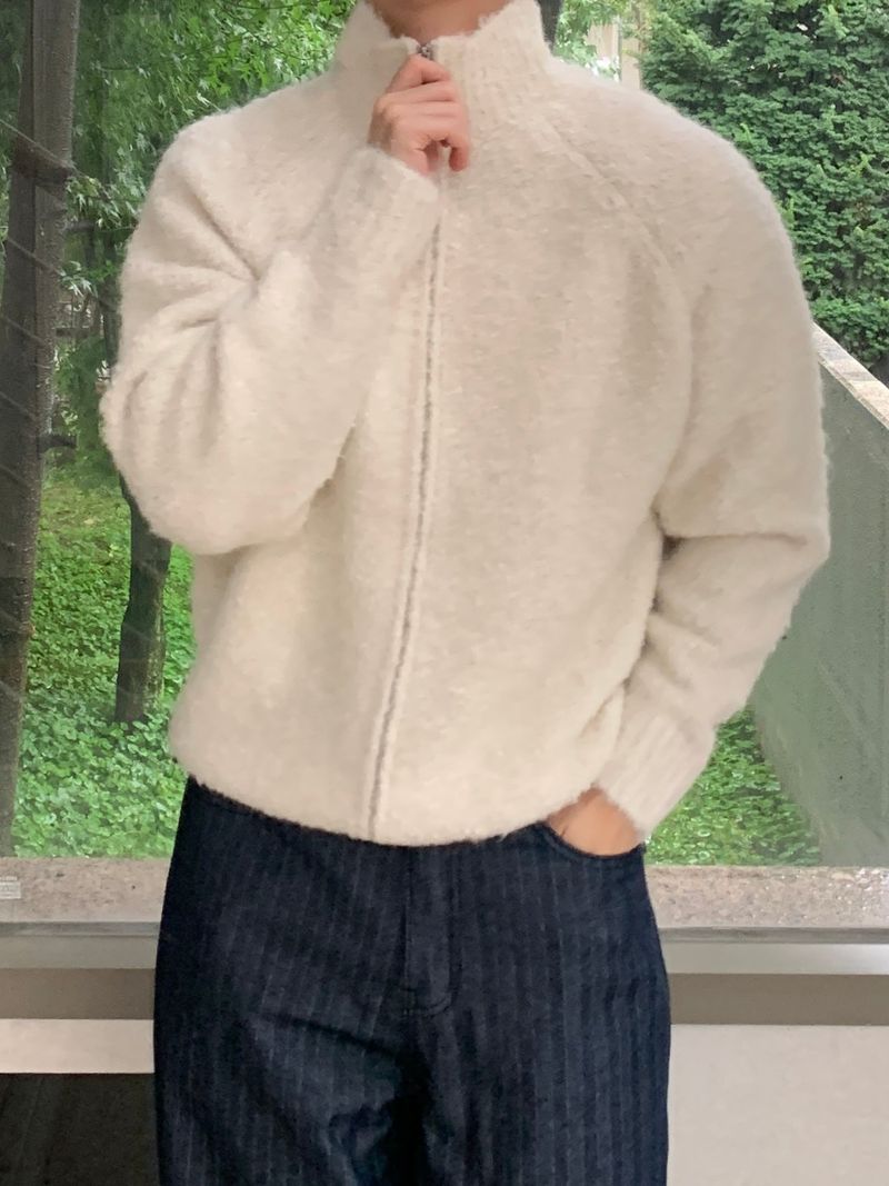 Boucle Full Zip Two-Way Cardigan