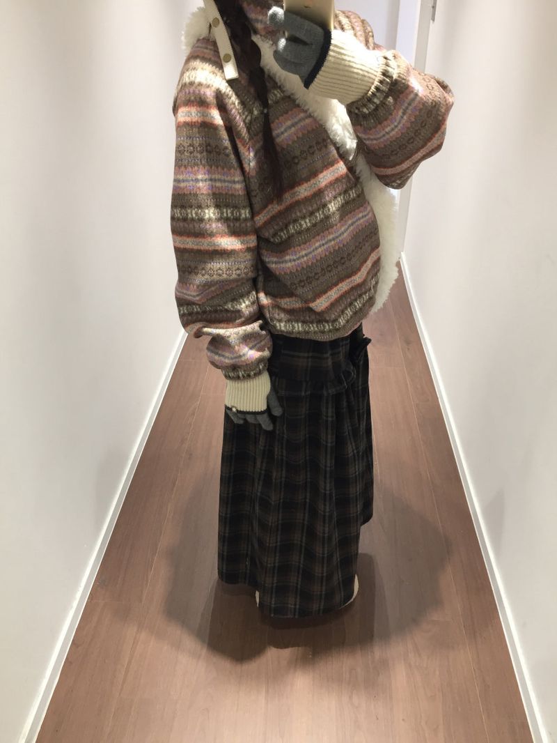 Bella Checkered Long Skirt (2color)