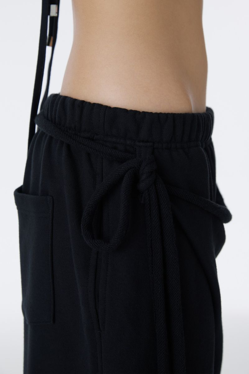 SHIRRING TIE SWEAT PANTS (BLACK)