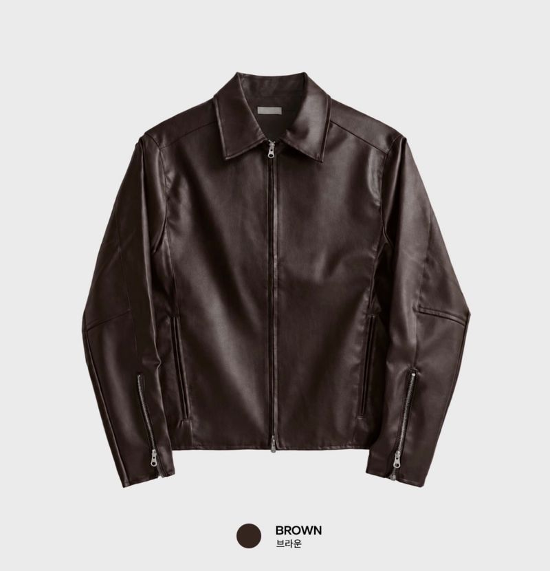 Look Liberry Two-Way Minimal Collar Leather Jacket