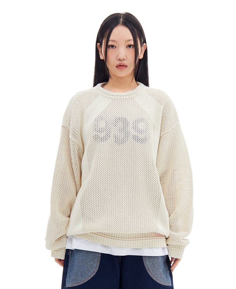 ARCHIVE BOLD(アーカイブボールド)の「939 PANELED MESH KNIT (CREAM)(Tops)」