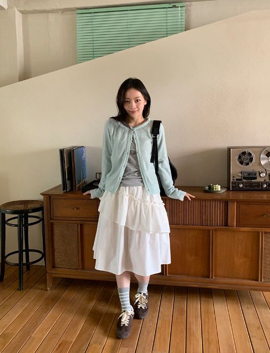 Wonne Color Round Knit Cardigan