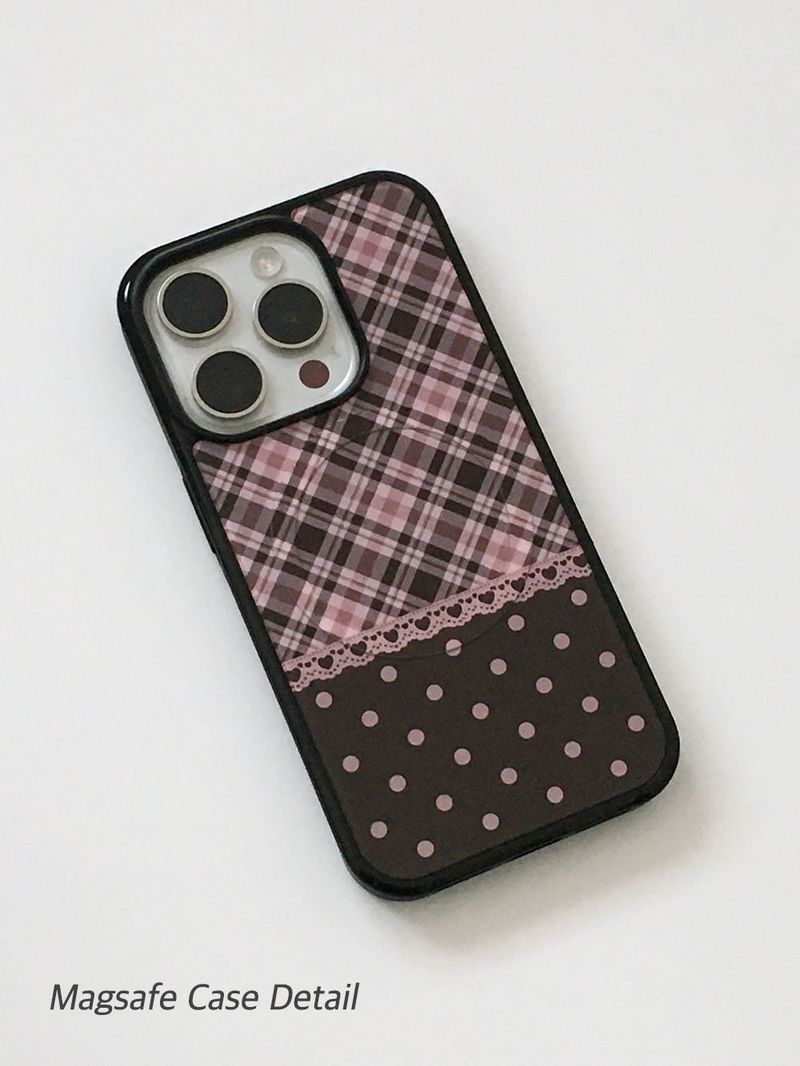 【MagSafe】ビンテージパッチケース_ピンクブラウン