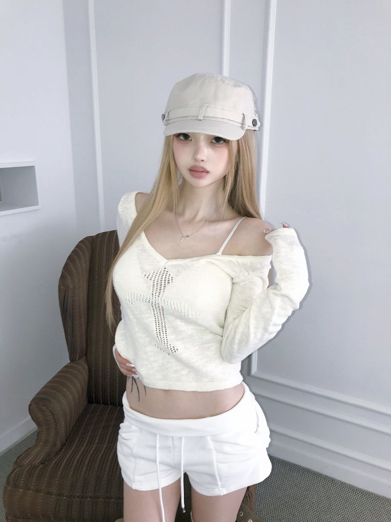 THEAIRTOWN（ザエアータウン）の「punching cross 2way knit（Tops）」