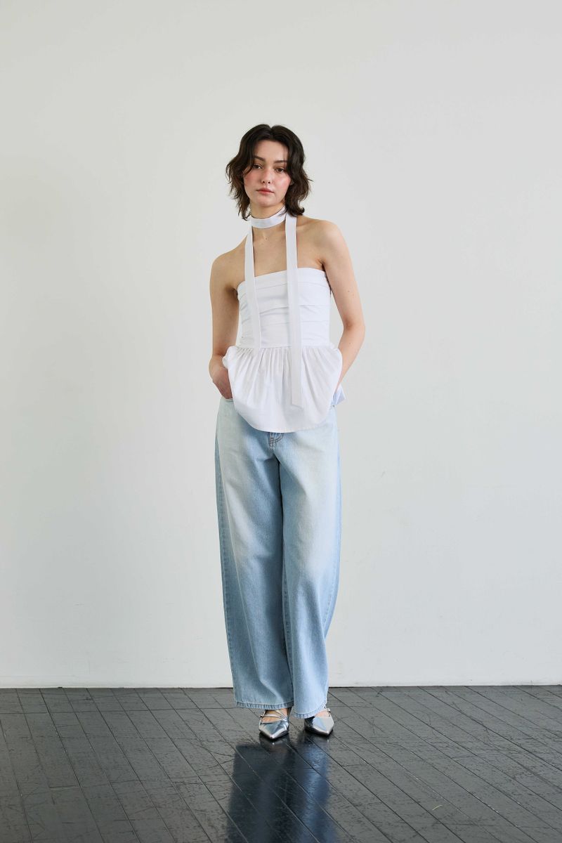AZURE WIDE DENIM PANTS / SKY BLUE