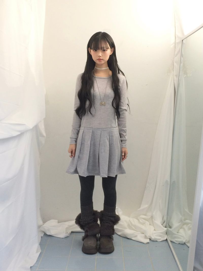 line and pleated dress