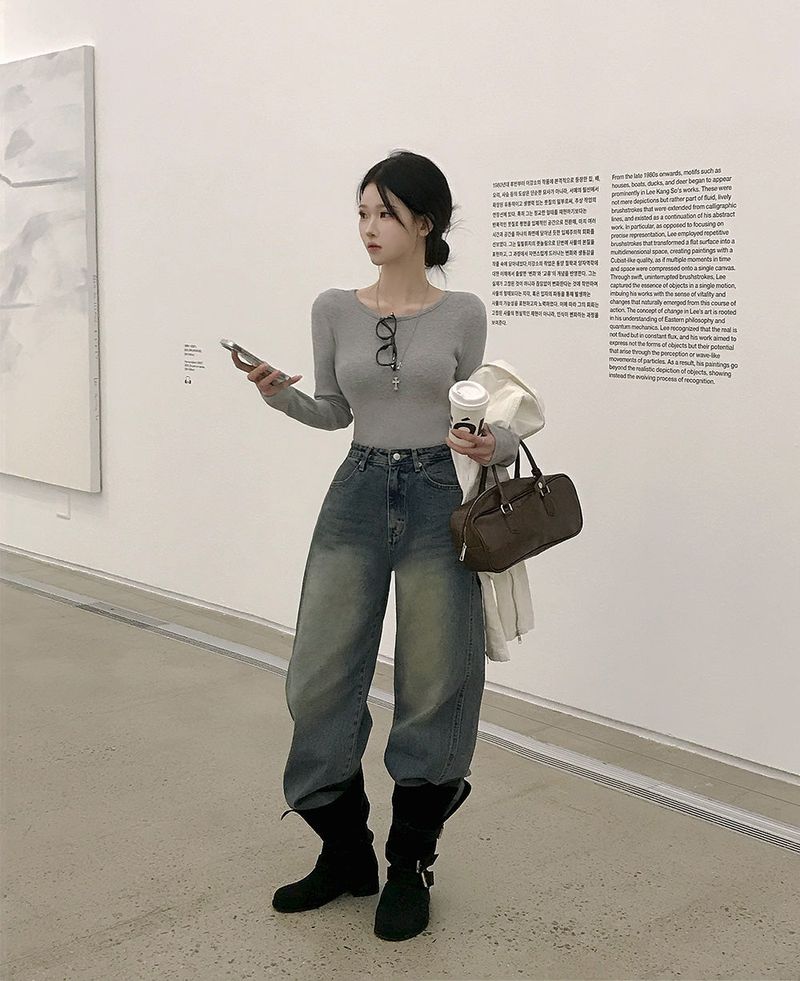 [Bellide made] FLOW, SLIT LINE WIDE DENIM PANTS