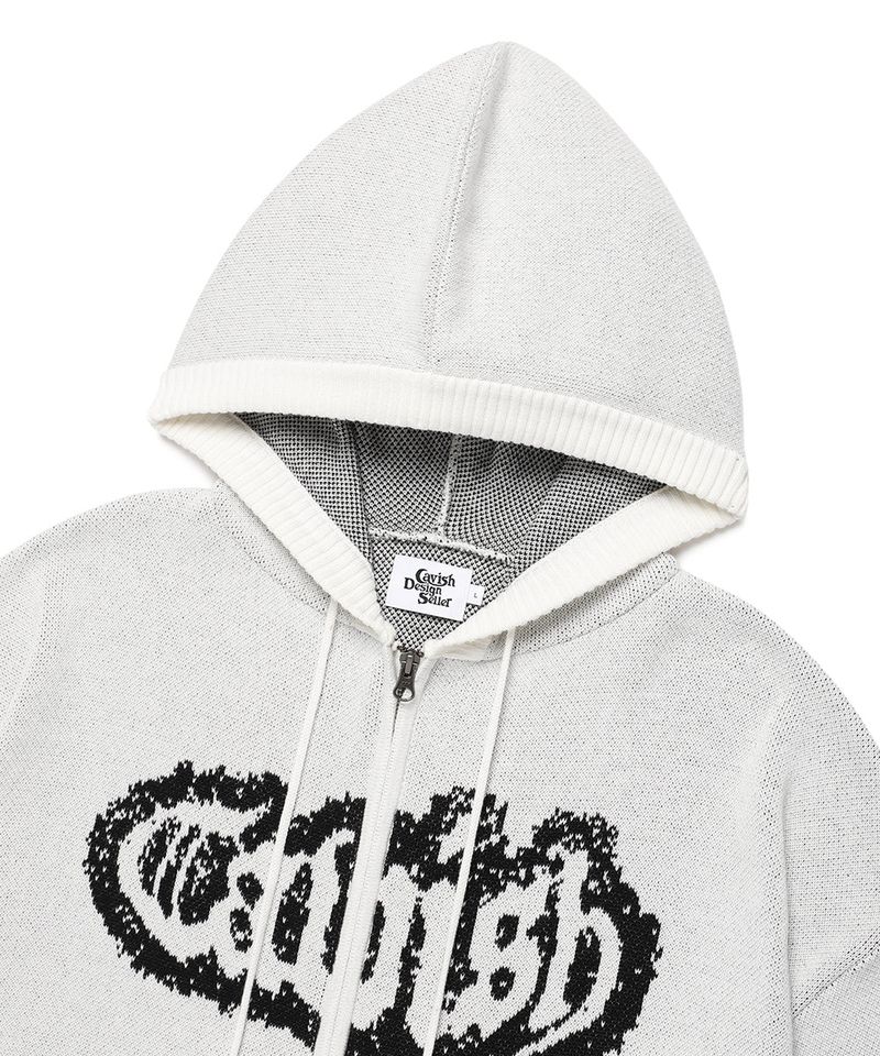 RUGGED KNIT ZIP UP HOODIE IVORY(CV2FSUK680A)