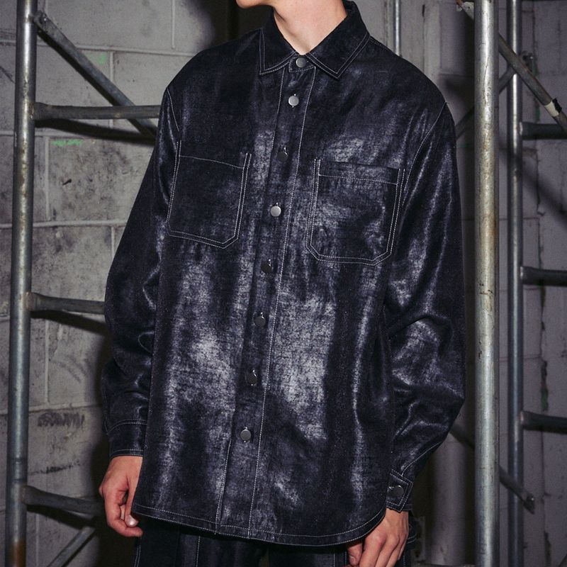 F8KE CHEMICAL CLUB(フェイクケミカルクラブ)の「STITCH DETAIL SHINY OVERFIT SHIRT(Tops)」