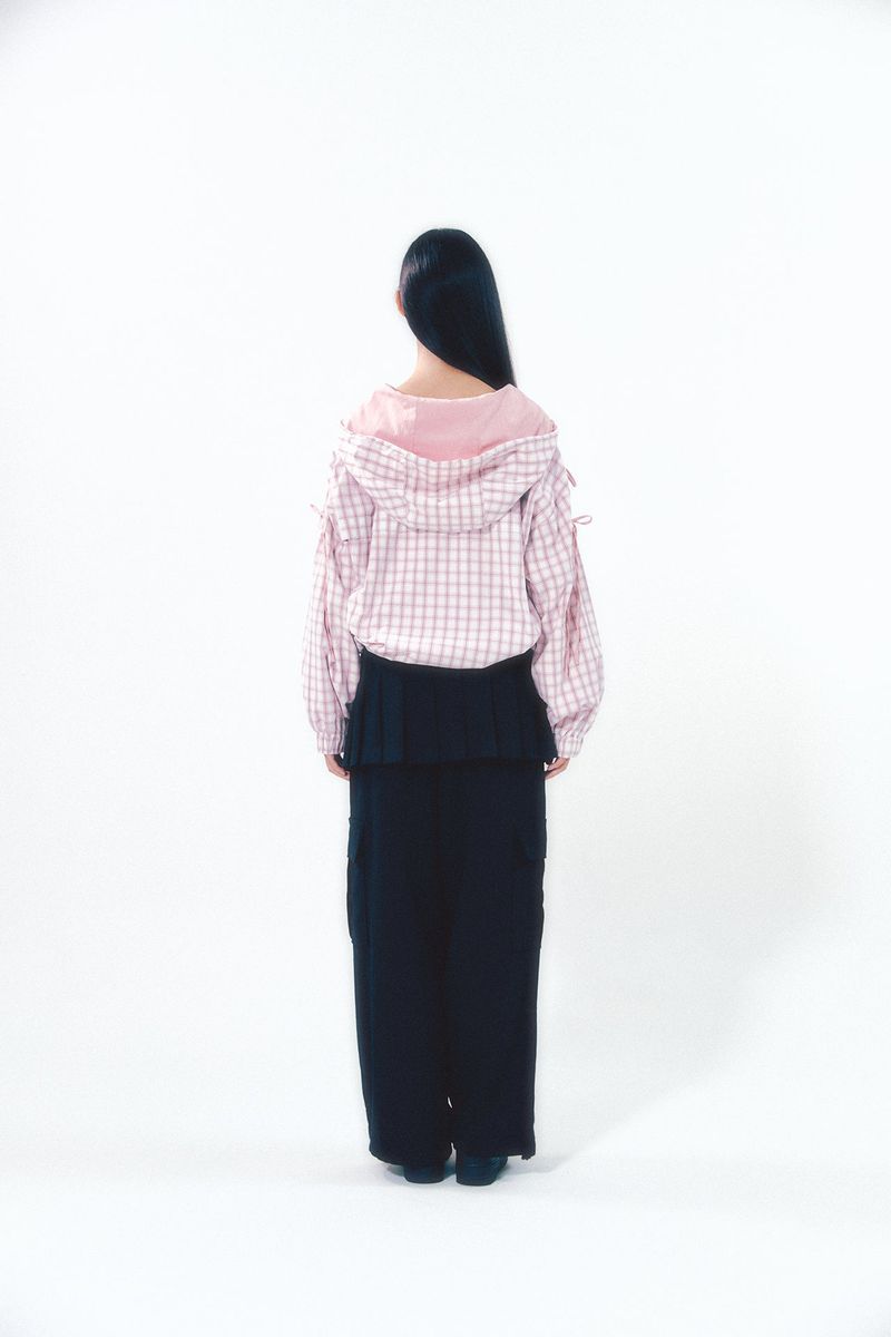 Check Ribbon Wind Breaker Pink