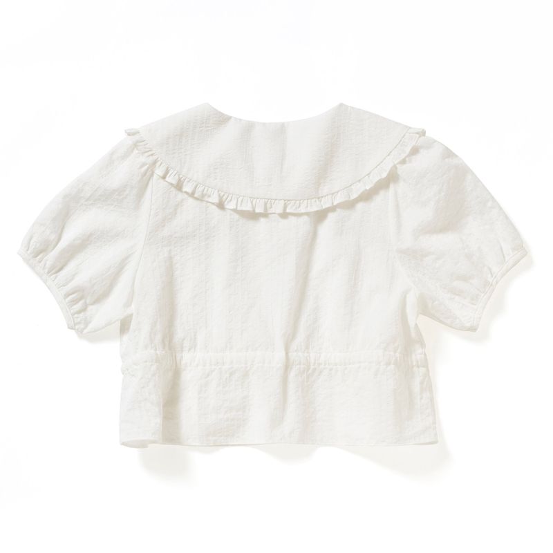 RUFFLE COLLAR CROP BLOUSE_WHITE