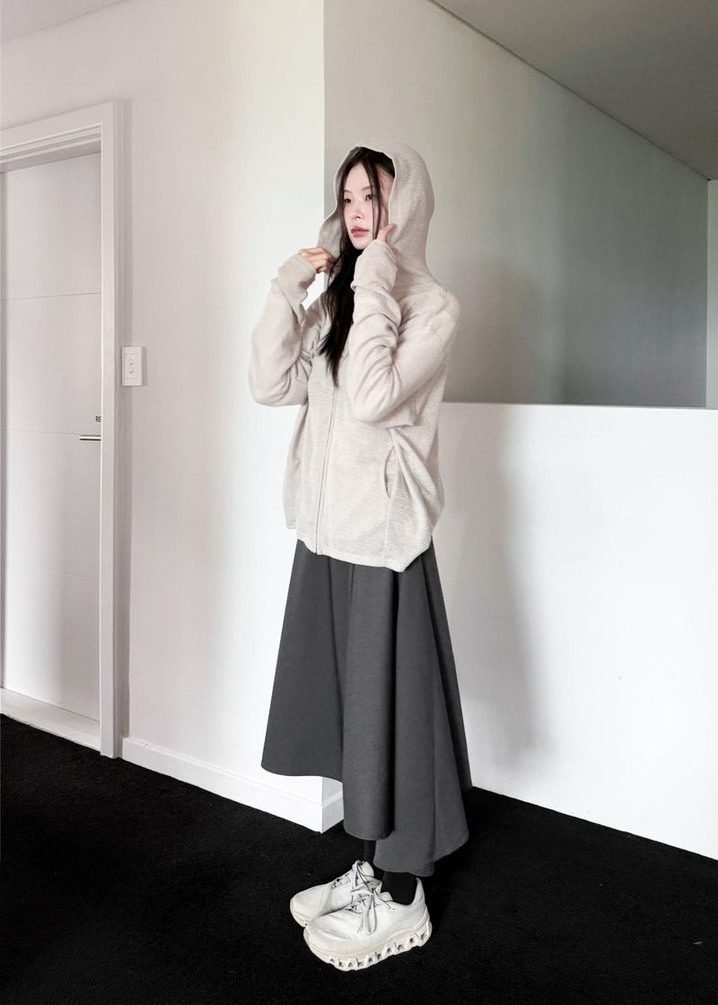 SOFT KNIT HOOD ZIP-UP
