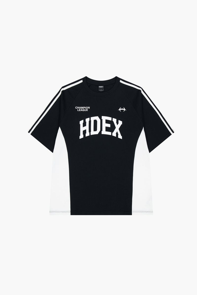 Side Color Block Short Sleeve Black