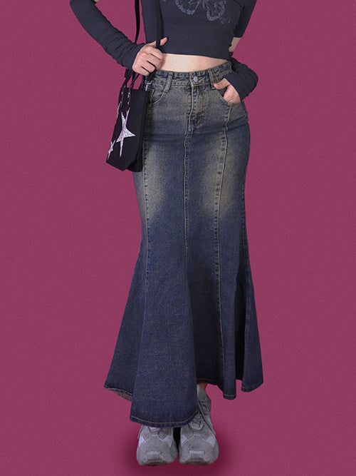 KUO（クーオ）の「caramel denim long skirt（Skirts）」