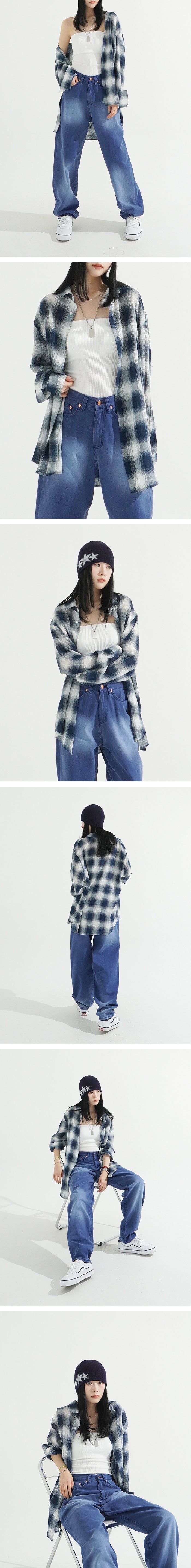 See-through Over-fit Check Shirt
