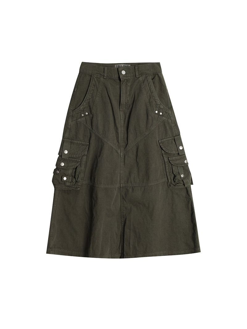 WASHED CARGO SKIRT / KHAKI