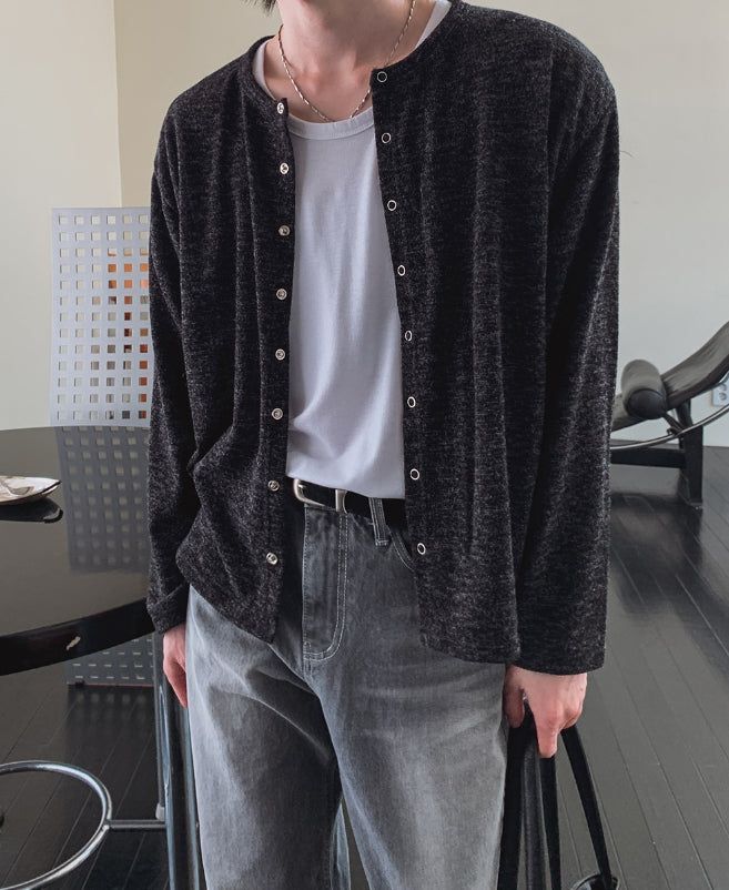 Nova Crop Heathered Round Cardigan
