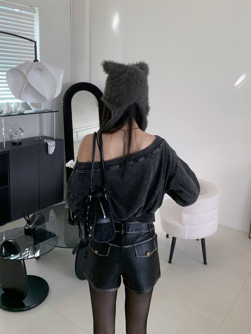 Meow Angora Cat's Tail Knit Beanie