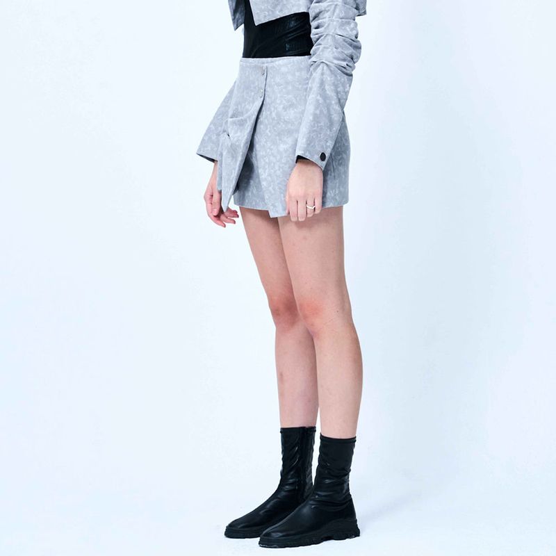 DOZI - Suede Mini Wrap Skirt _ Light Grey