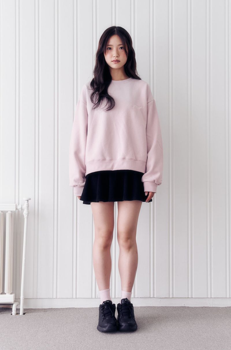 Lettering Round Neck Sweatshirt (PINK)