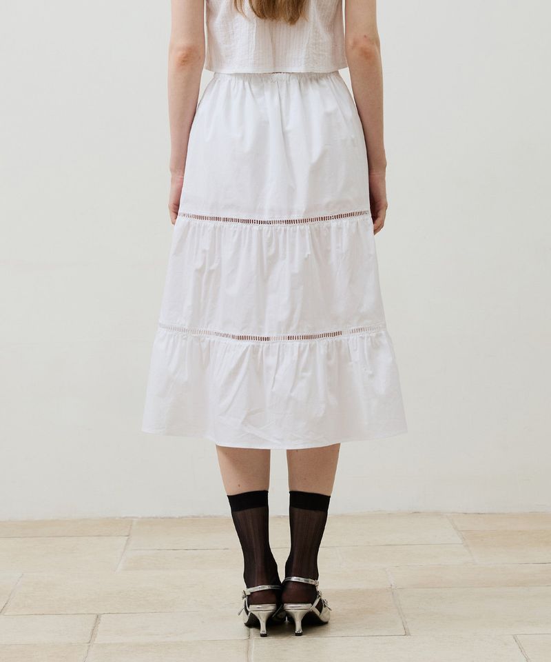  MUSE TIERED MIDI SKIRT / WHITE