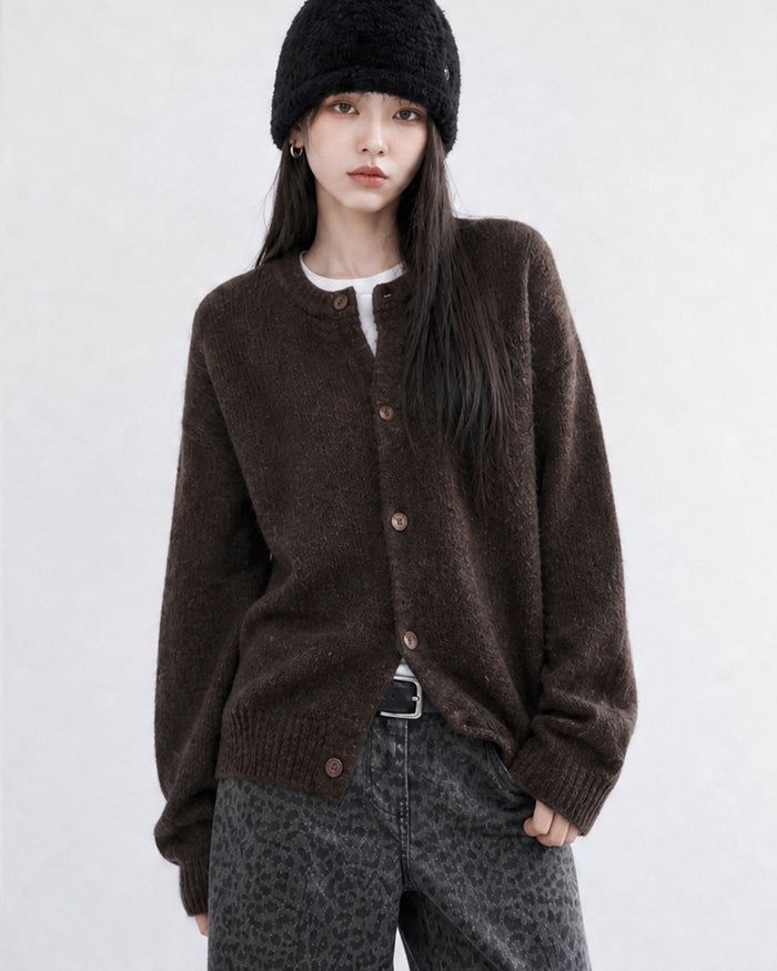 KIXI（キッシー）の「(UNISEX) Wool-mix Heavy Brush Knit Cardigan（Tops）」