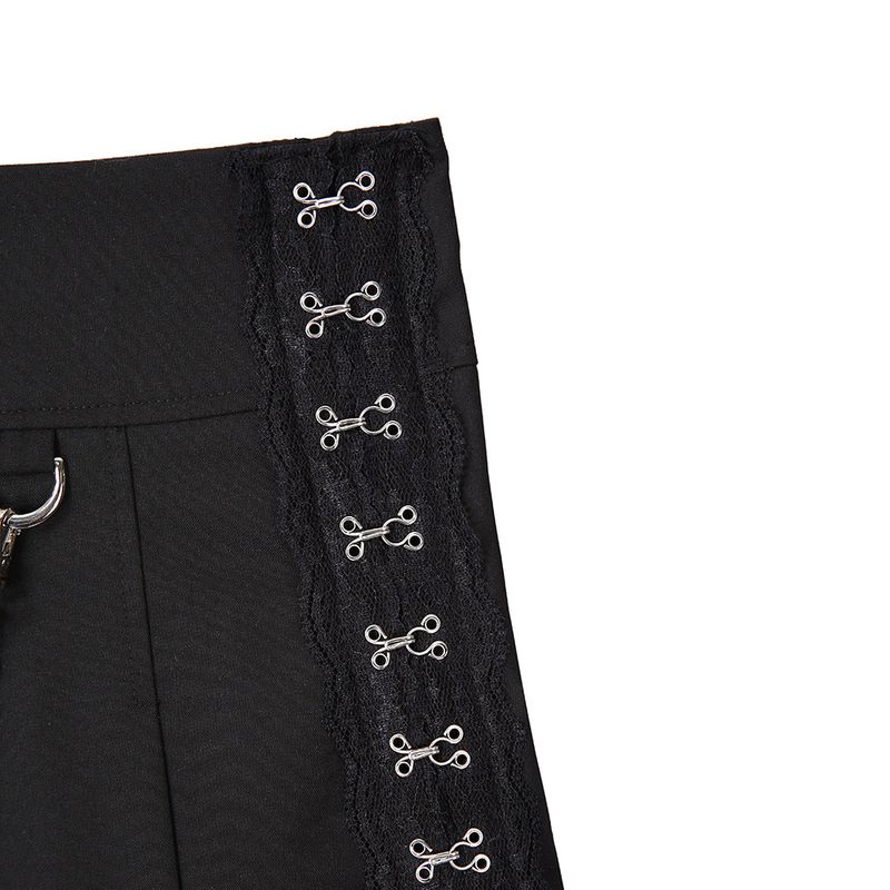 Cross Chain Pleated Skirt - Black