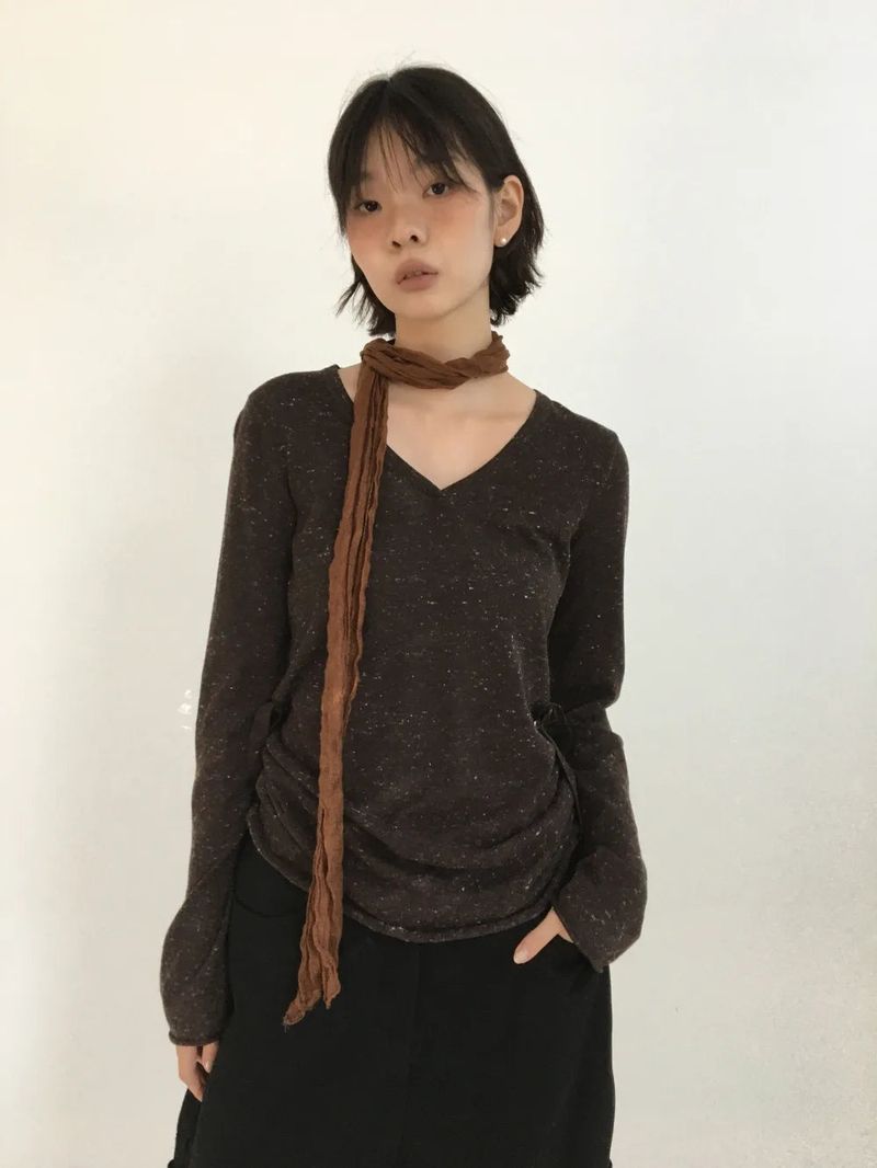 Ripi Side Button Knit+Scarf (4color)