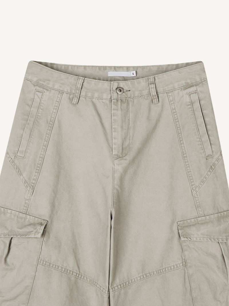 Canvas Cargo Curved Pants