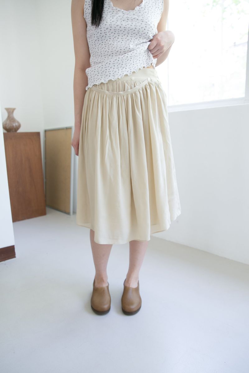 button layered flare midi skirt(2colors)