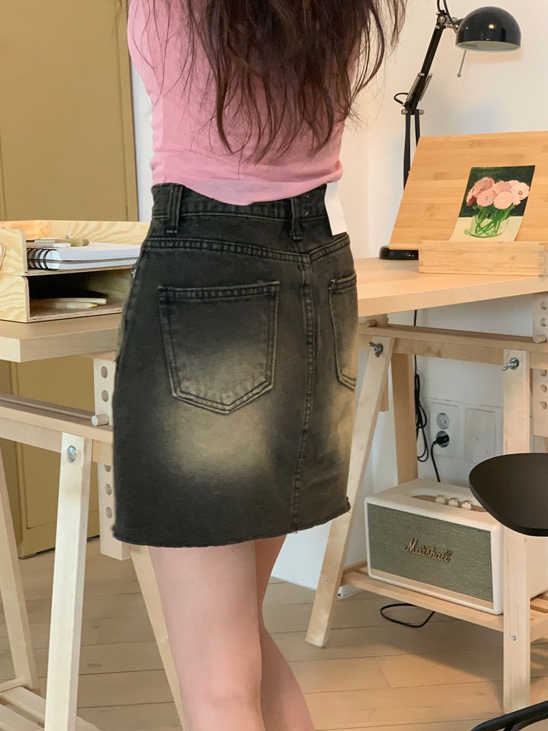 vintage denim miniskirt