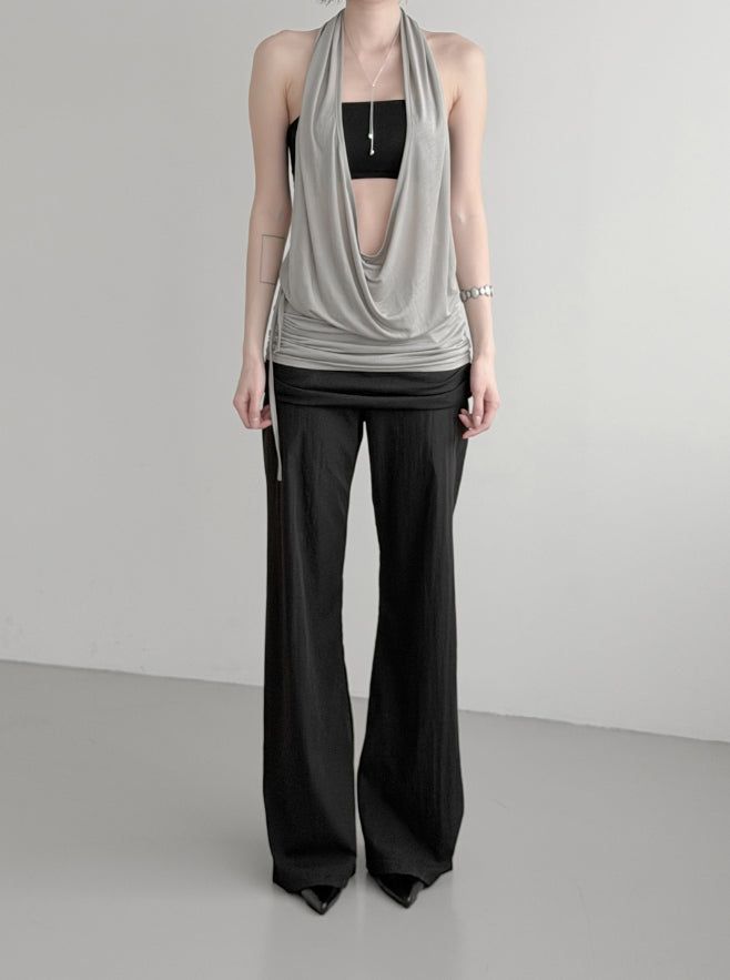 Desert Cowl Neck Hooded Drape Top