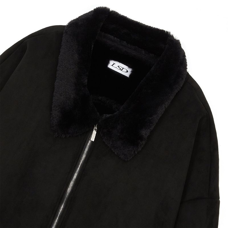 [ULKIN] Oversized Fur Suede Jacket_Black