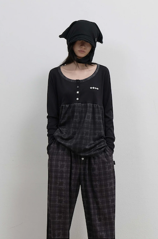 Scarf Veil Wool Cap / Black