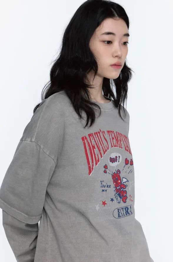 26FW★ Devil Bear Layered Pigment Long Sleeve